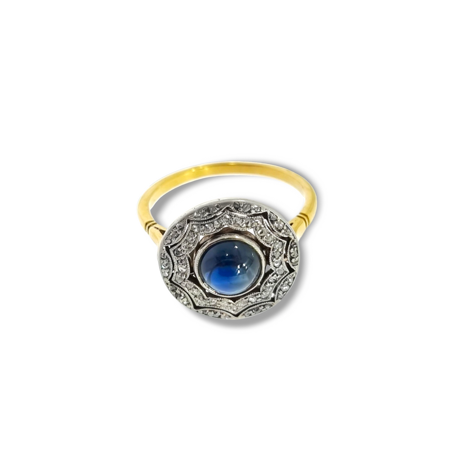 Edwardian Sapphire & Diamond Halo Ring