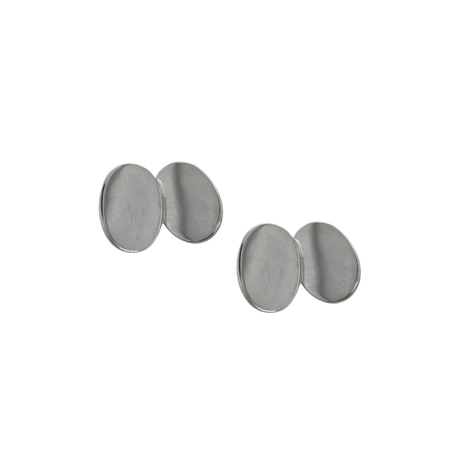 Silver Oval Cut Plain Cufflinks