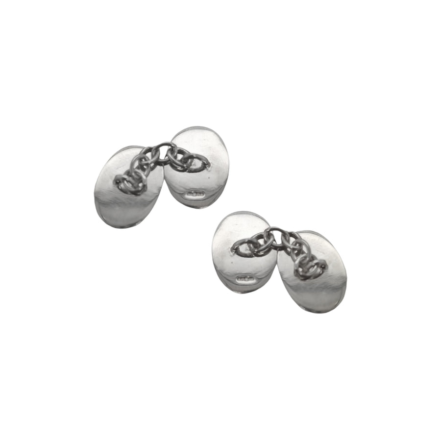 Silver Oval Cut Plain Cufflinks