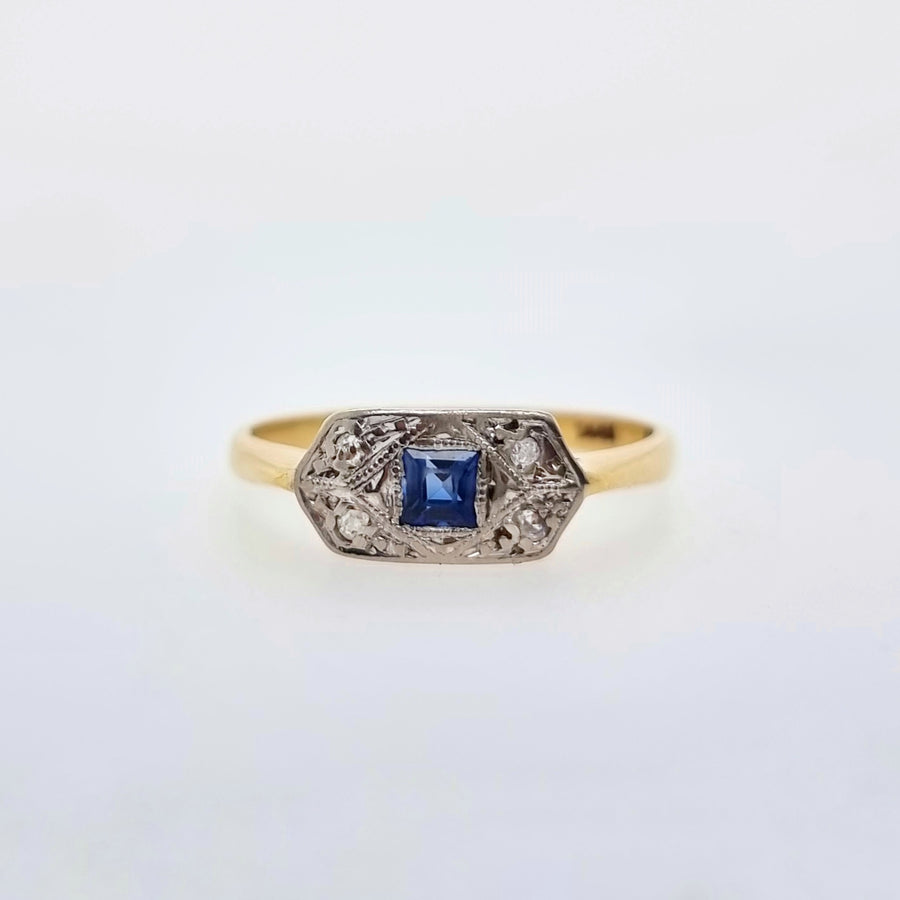 Diamond & Sapphire Cluster Ring