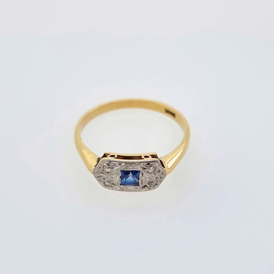 Diamond & Sapphire Cluster Ring