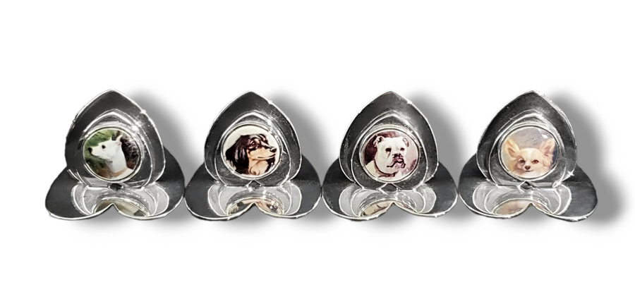 Edwardian Four Silver Place Holders By Sampson Mordan & Co Chester 1907