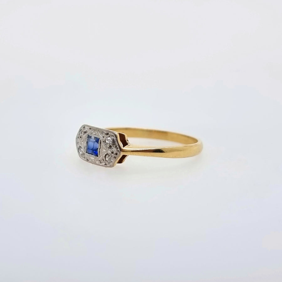 Diamond & Sapphire Cluster Ring