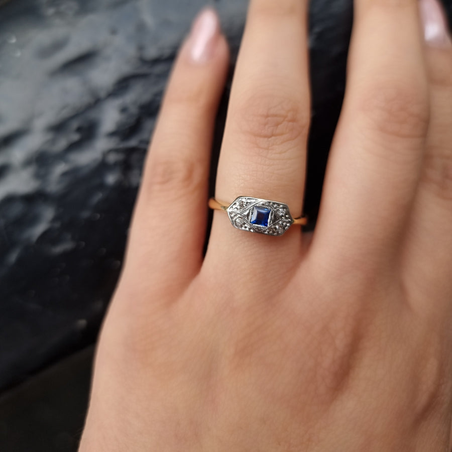 Diamond & Sapphire Cluster Ring