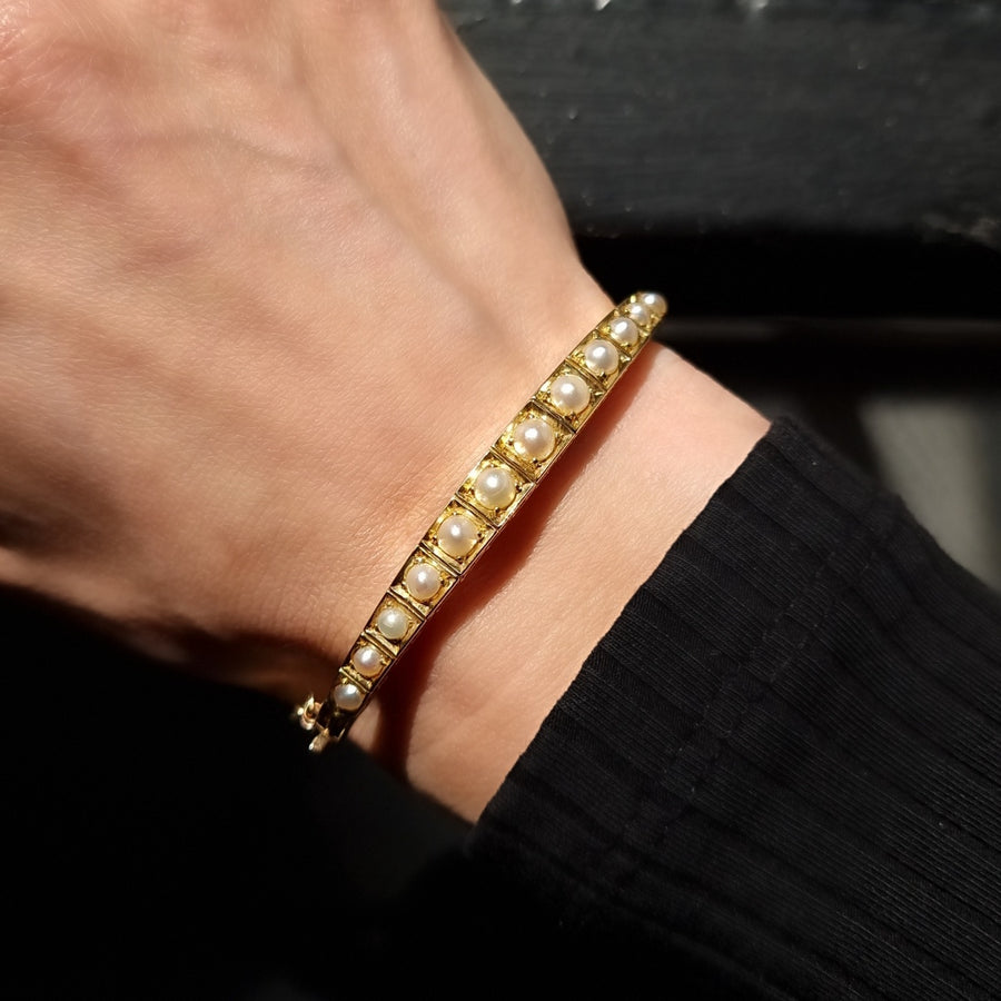 Antique Pearl Set Bangle