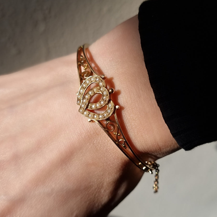 Antique Dual Heart Bangle