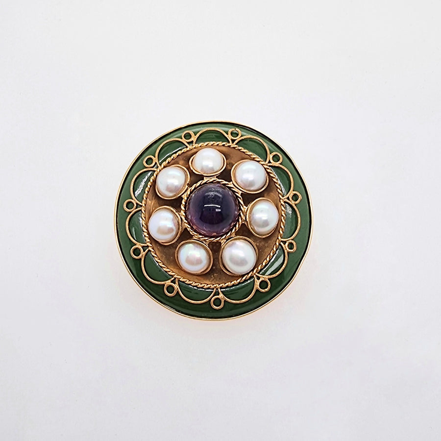 Antique Amethyst & Pearl Brooch