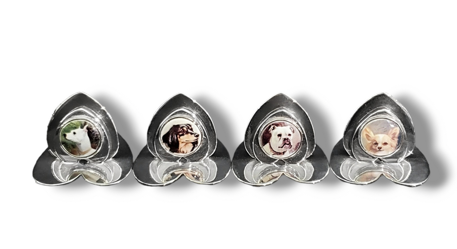 Edwardian Four Silver Place Holders By Sampson Mordan & Co Chester 1907