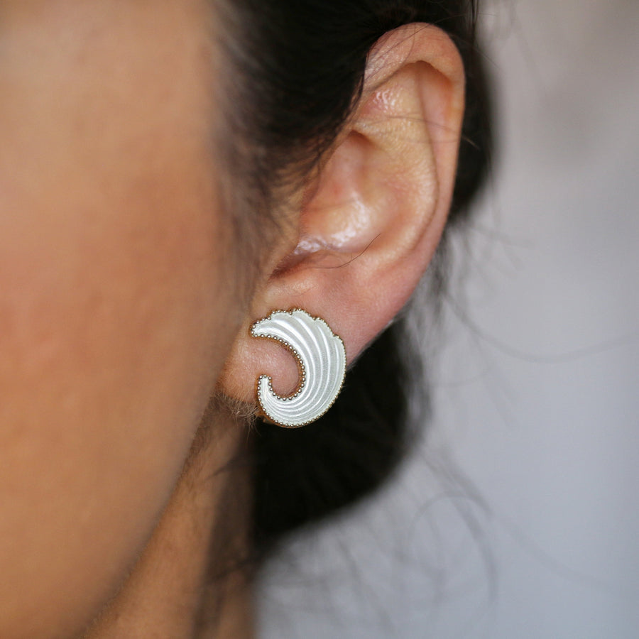 Silver Gilt Enamelled Wave Earrings
