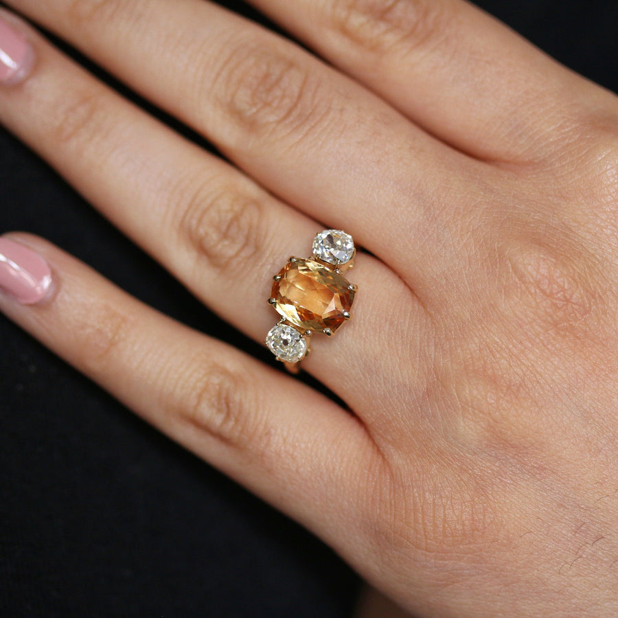 18ct Topaz & Diamond Three Stone Ring