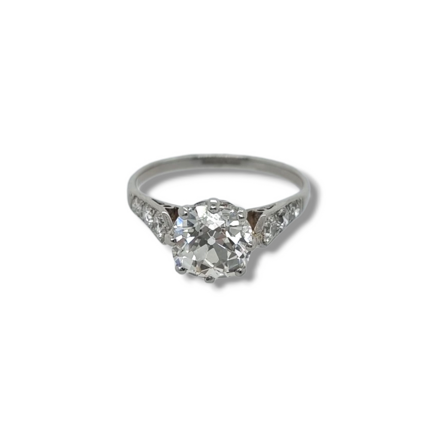 2.51ct Old Mine Cut Diamond Solitaire Ring