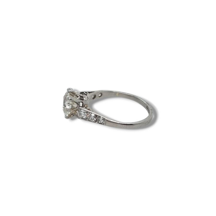 2.51ct Old Mine Cut Diamond Solitaire Ring