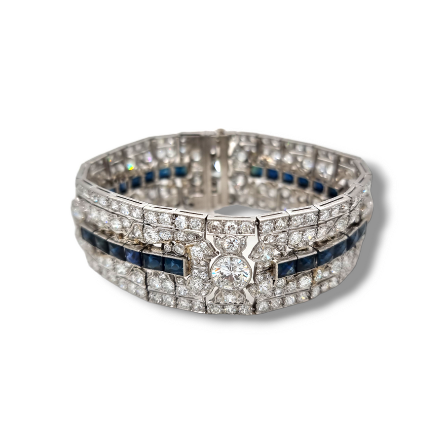 21.01ct Art Deco Diamond & Sapphire Bracelet