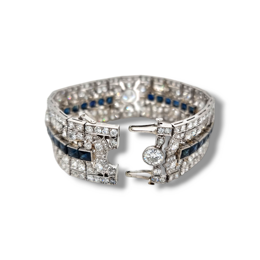 21.01ct Art Deco Diamond & Sapphire Bracelet