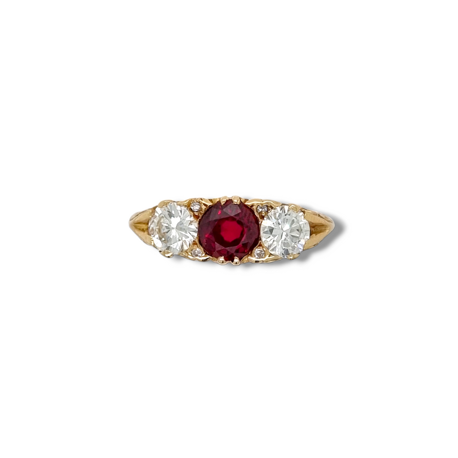 18ct Yellow Gold Ruby & Diamond Ring