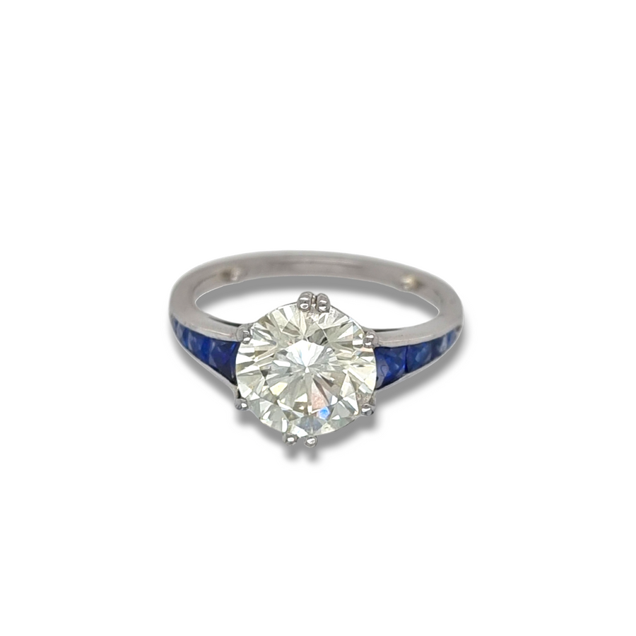 2.89ct Diamond & Sapphire Solitaire Ring