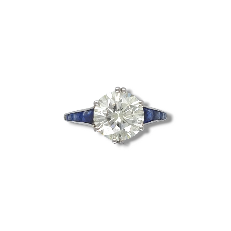 2.89ct Diamond & Sapphire Solitaire Ring