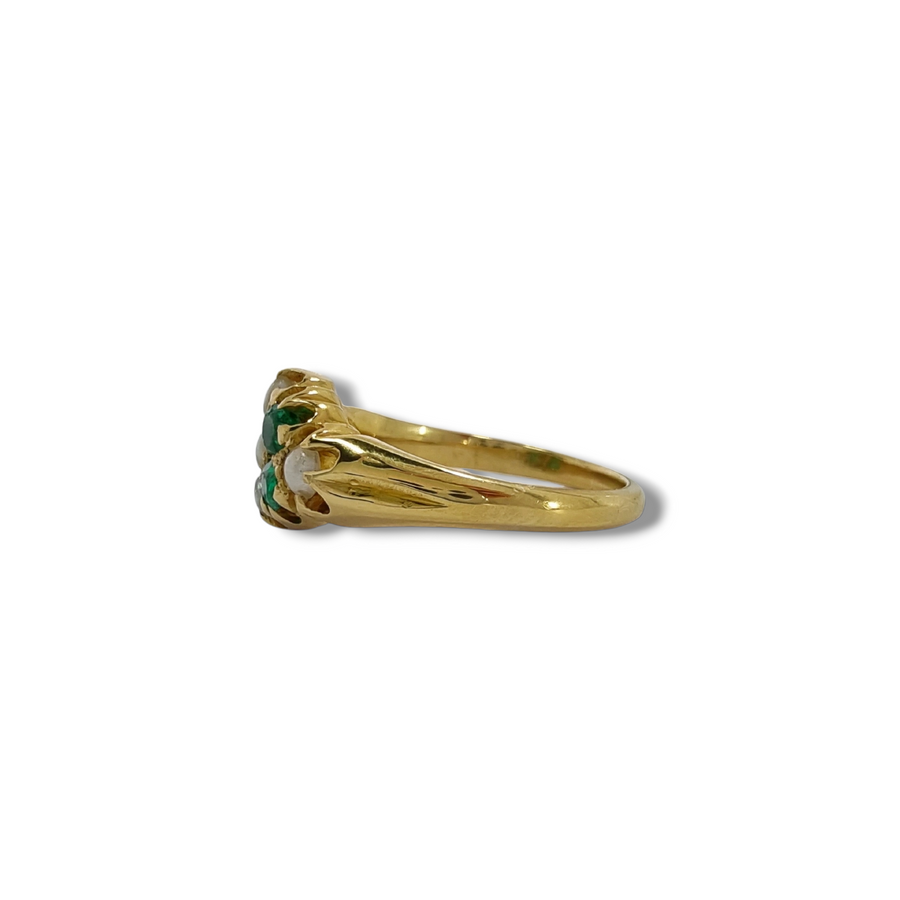 18ct Emerald & Pearl Dress Ring