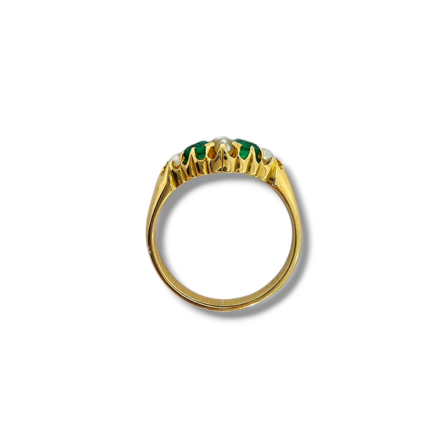 18ct Emerald & Pearl Dress Ring