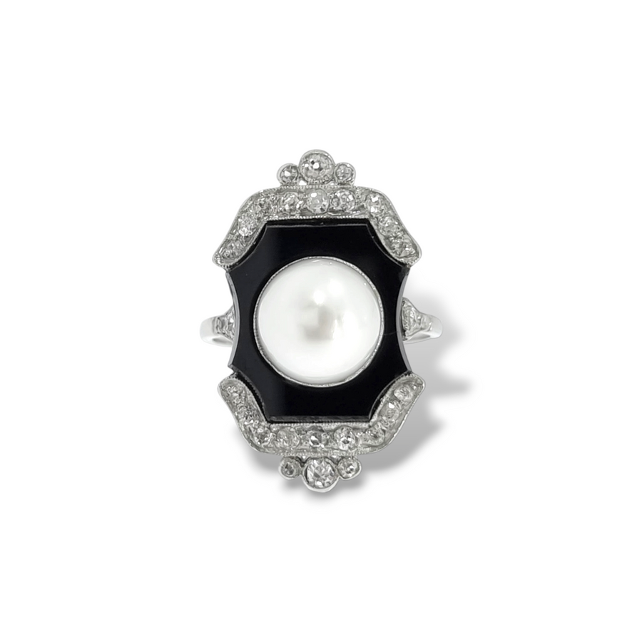 Art Deco Pearl & Diamond Ring