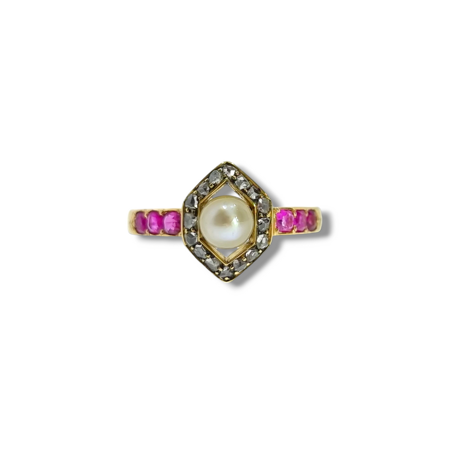 Victorian Ruby, Pearl & Diamond Ring