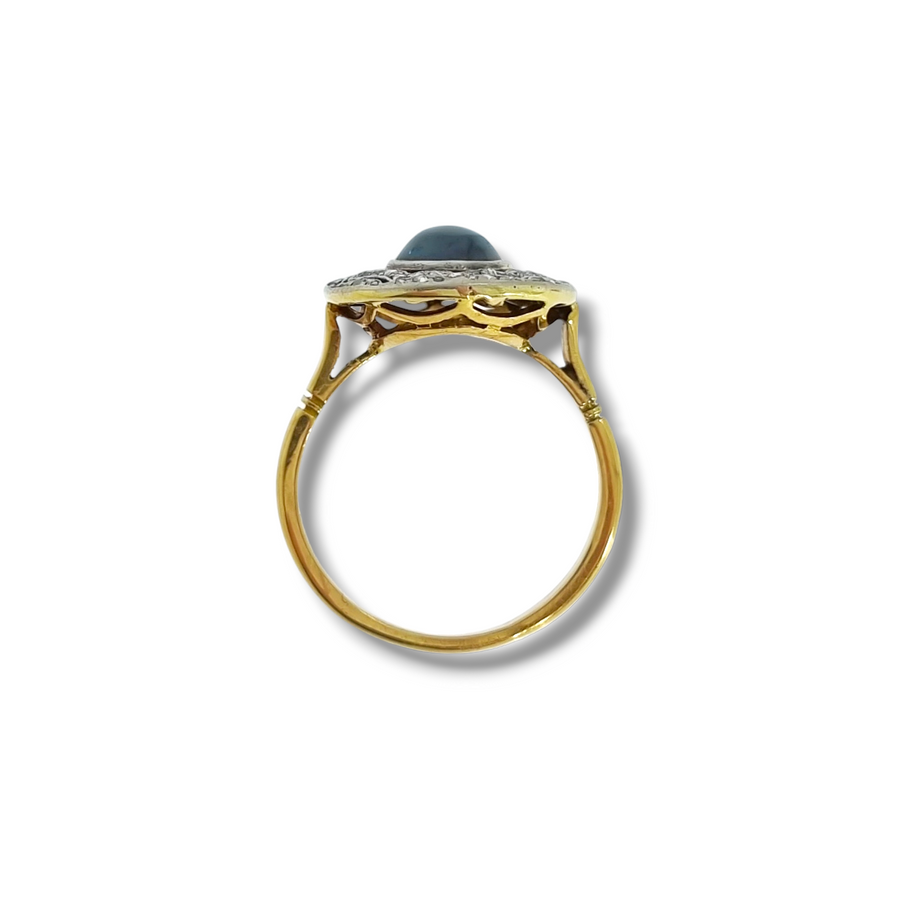 Edwardian Sapphire & Diamond Halo Ring