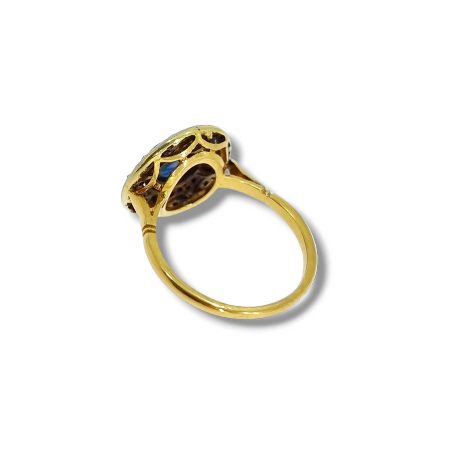Edwardian Sapphire & Diamond Halo Ring