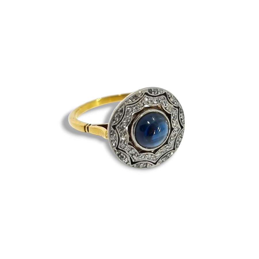 Edwardian Sapphire & Diamond Halo Ring