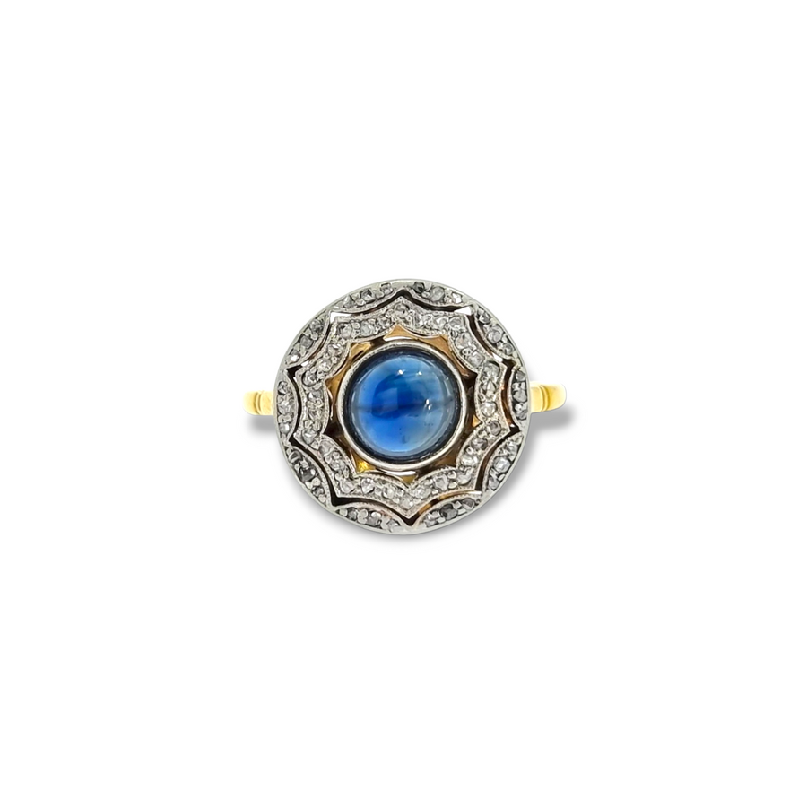 Edwardian Sapphire & Diamond Halo Ring