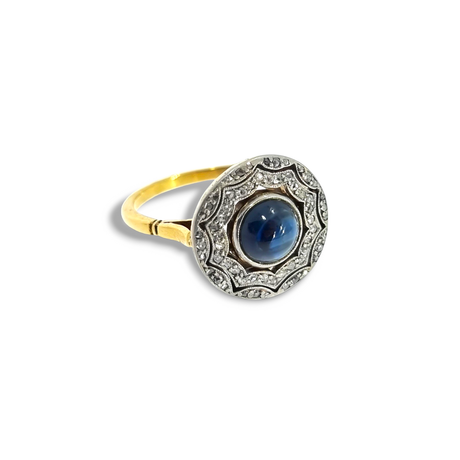 Edwardian Sapphire & Diamond Halo Ring