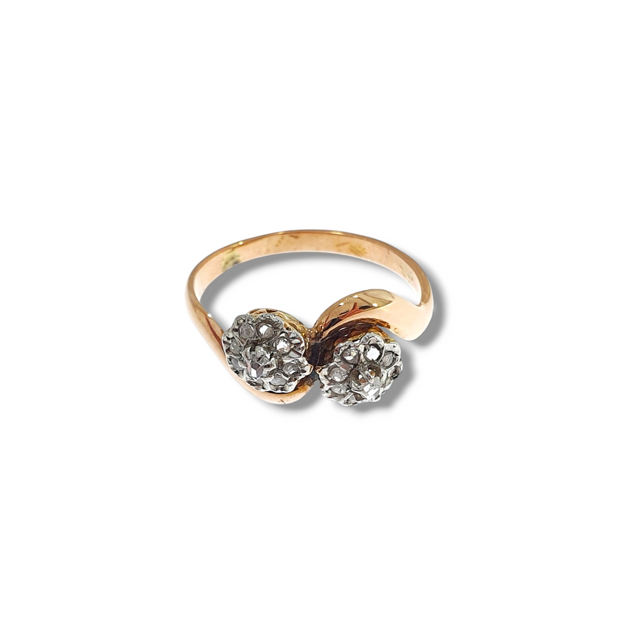 Antique French Crossover Cluster Ring