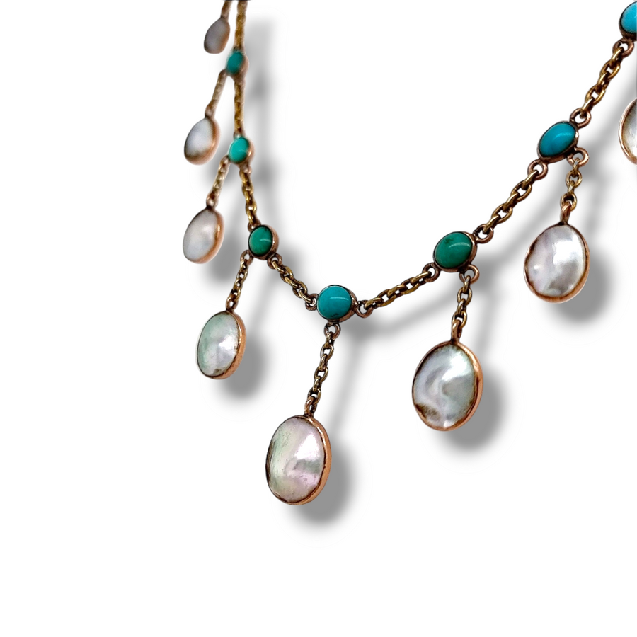Turquoise and 2025 pearl necklace