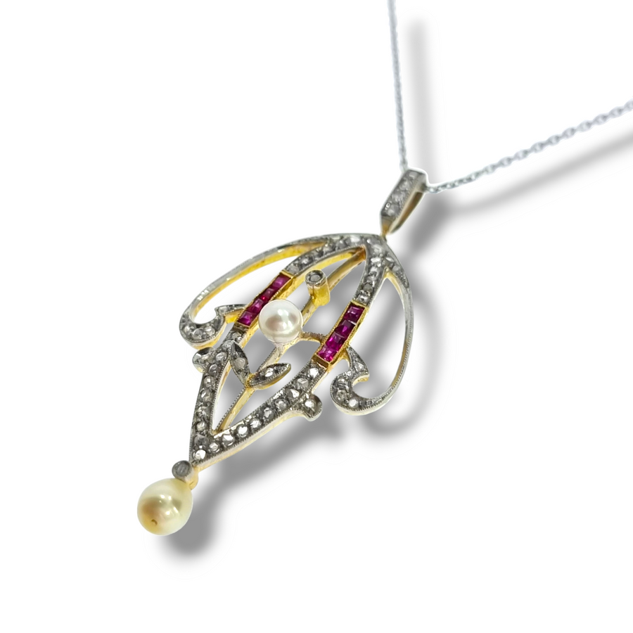 Edwardian Ruby & Diamond Pendant
