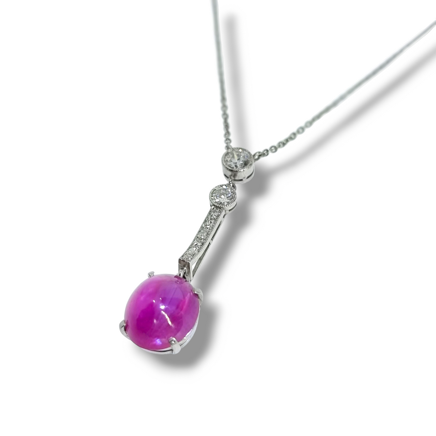 Art-Deco Star Ruby & Diamond Pendant