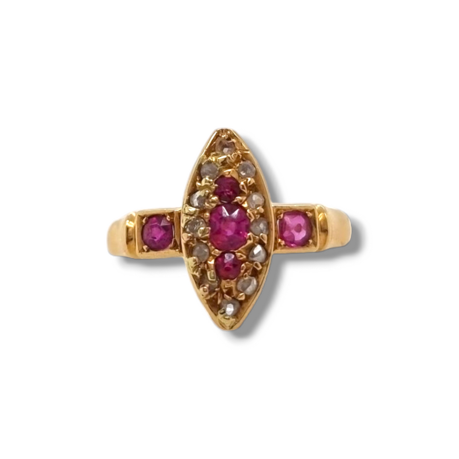 18ct Ruby & Diamond Marquise Cluster Ring