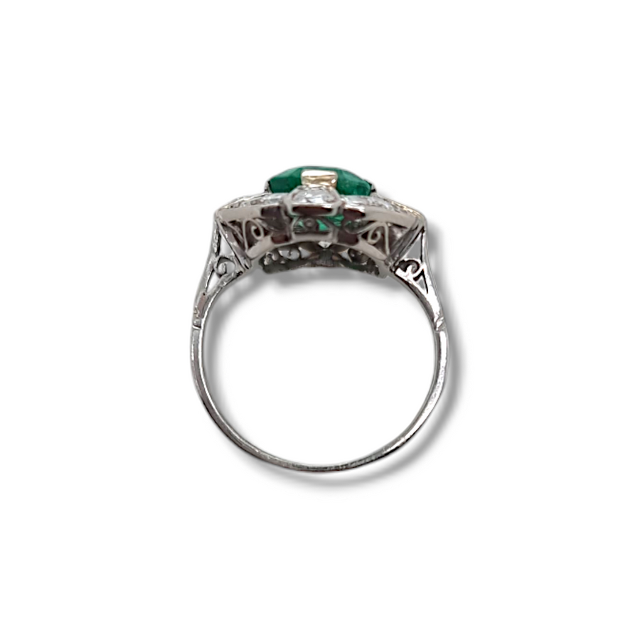 Platinum Emerald & Diamond Dress Ring