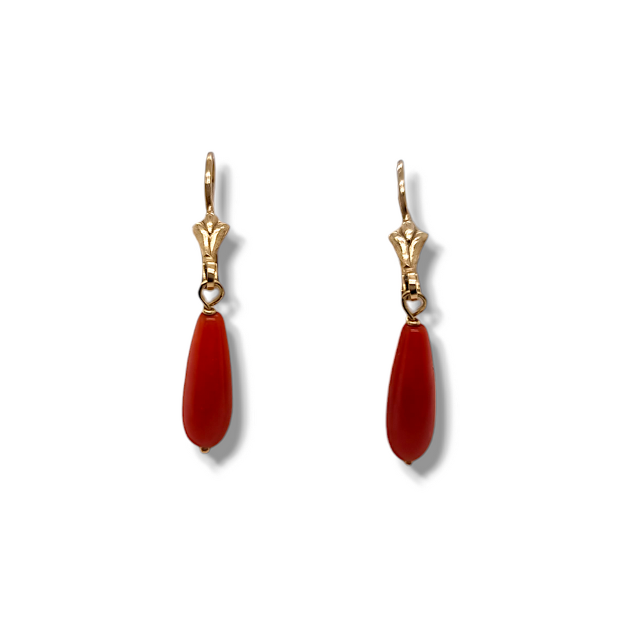 14ct Gold Coral Drop Earrings
