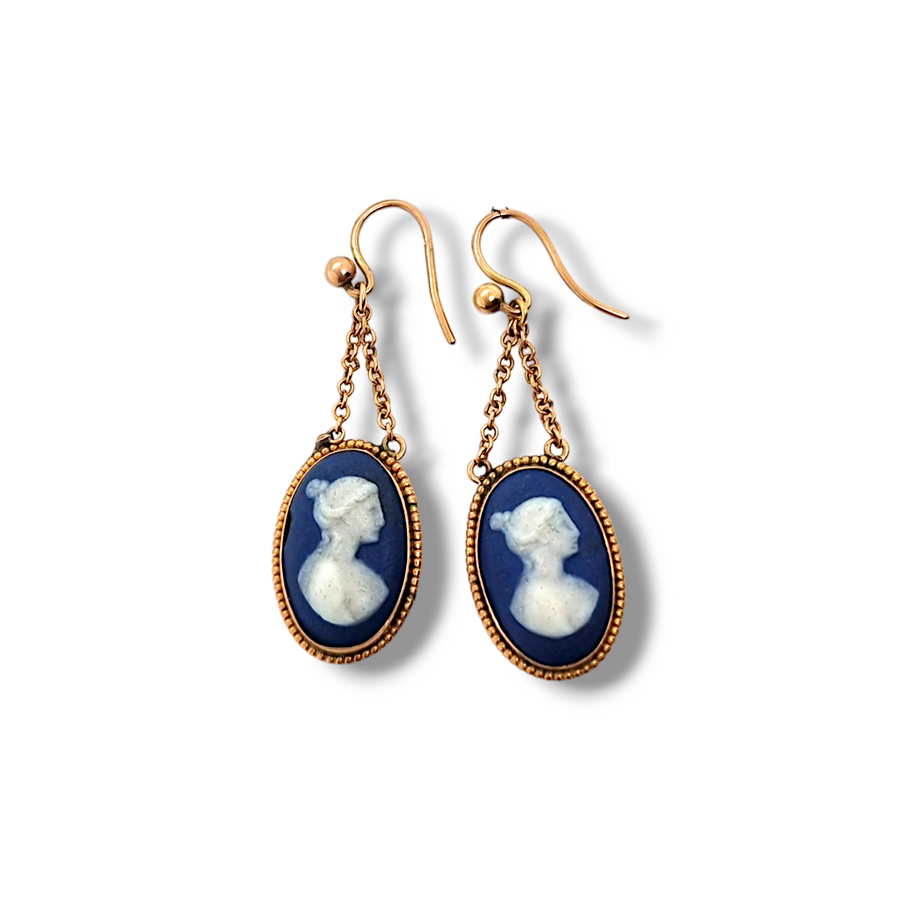 9ct Victorian Wedgewood Drop Earrings Lowe Sons