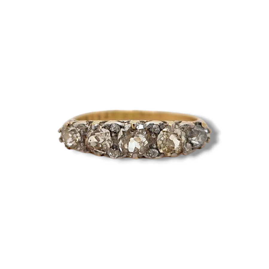 5 Stone Victorian Diamond Eternity Ring