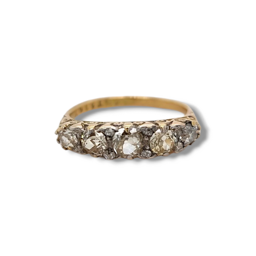 5 Stone Victorian Diamond Eternity Ring
