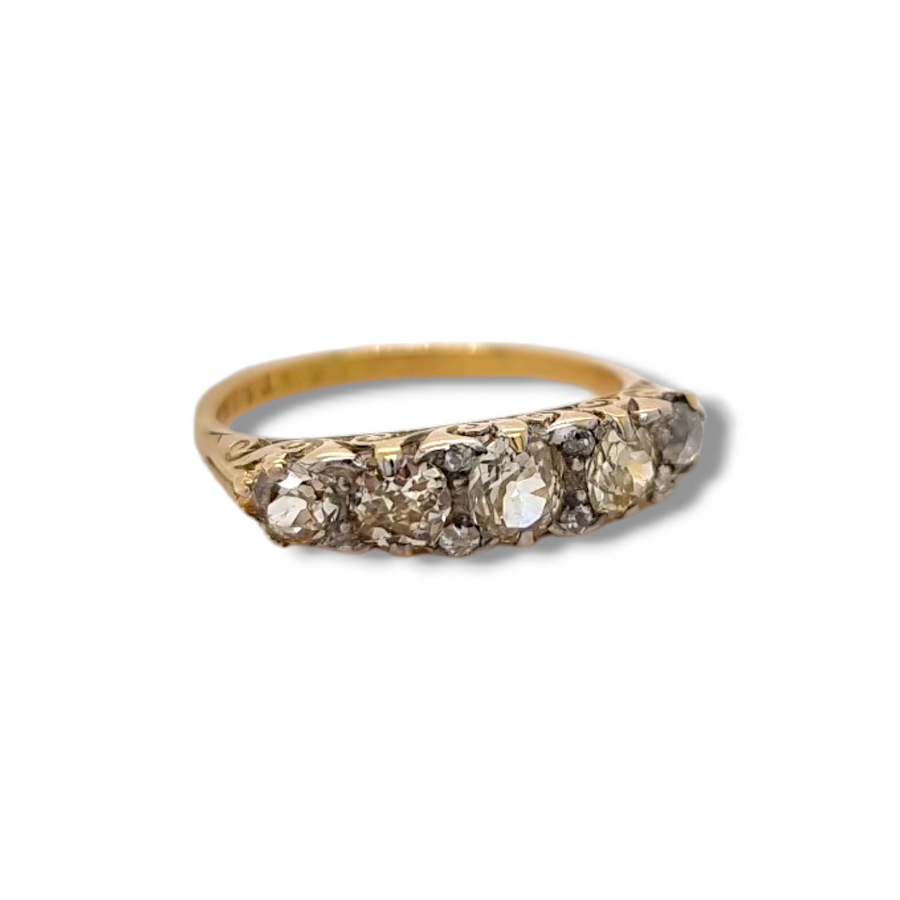 5 Stone Victorian Diamond Eternity Ring