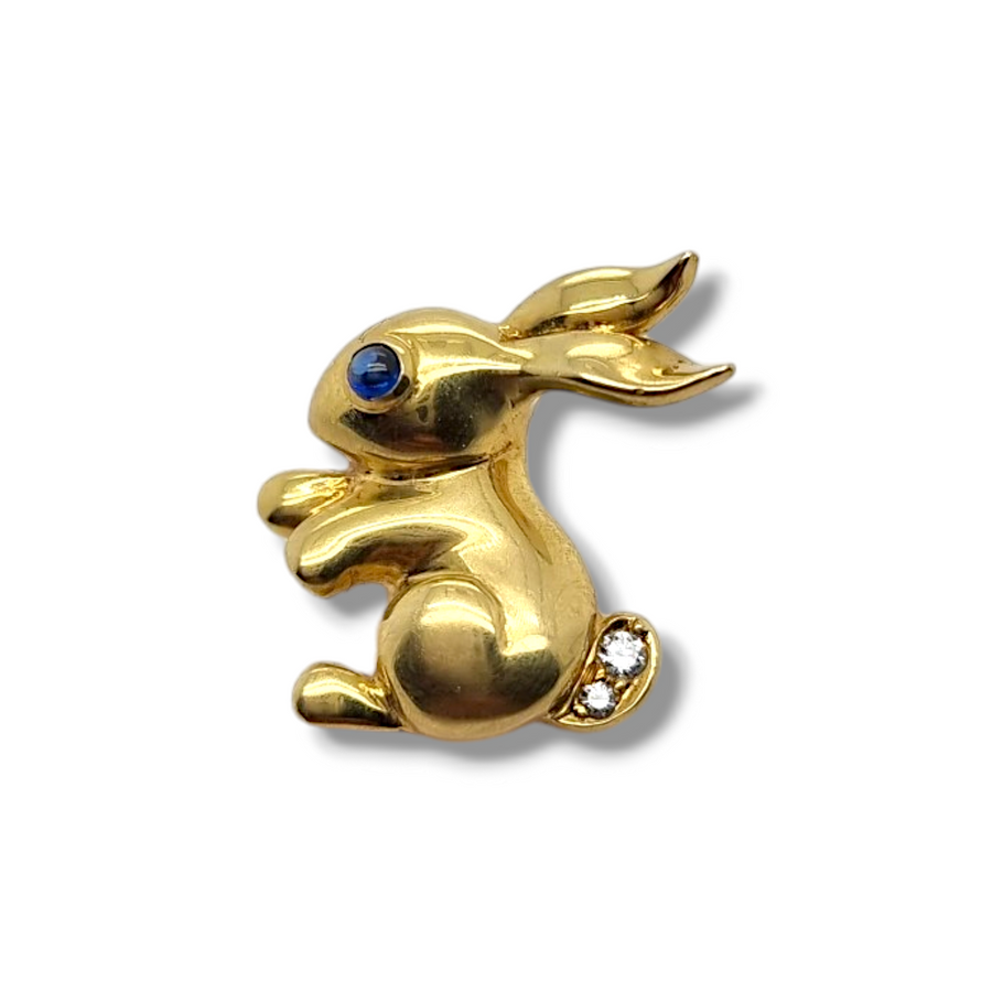 18ct Sapphire & Diamond Rabbit Pin