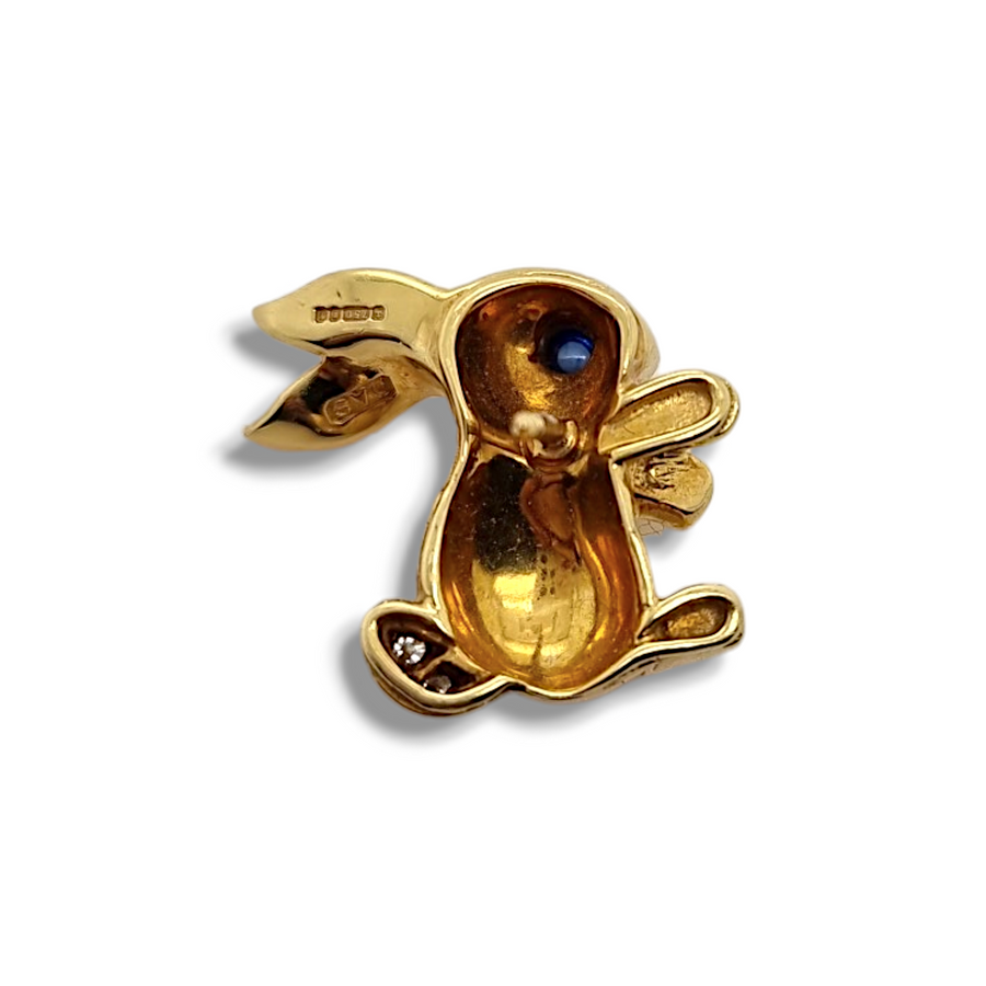 18ct Sapphire & Diamond Rabbit Pin