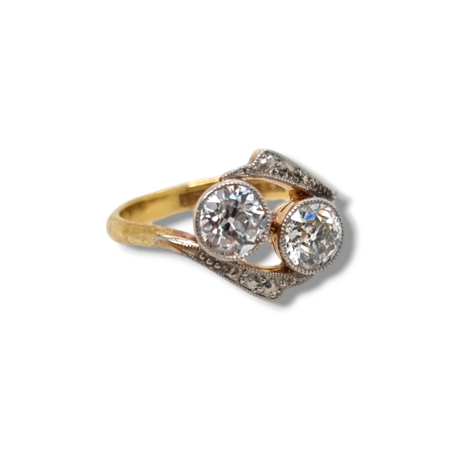 Edwardian Diamond Crossover Ring