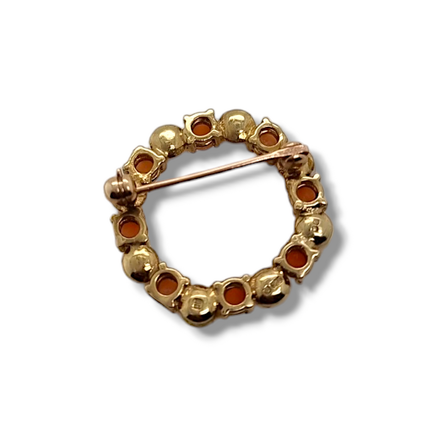 9ct Pearl & Coral Wreath Brooch