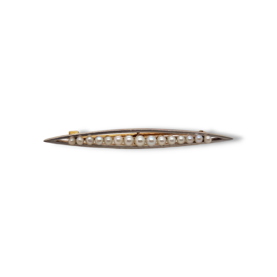 15ct Edwardian Seed Pearl Bar Brooch