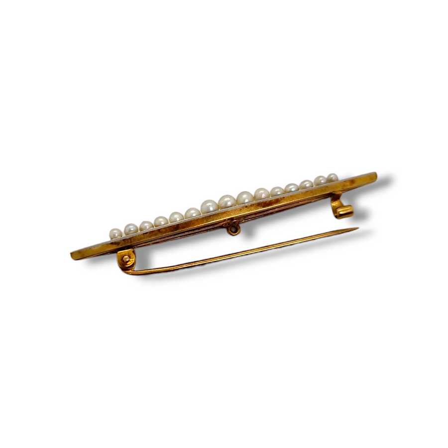 15ct Edwardian Seed Pearl Bar Brooch