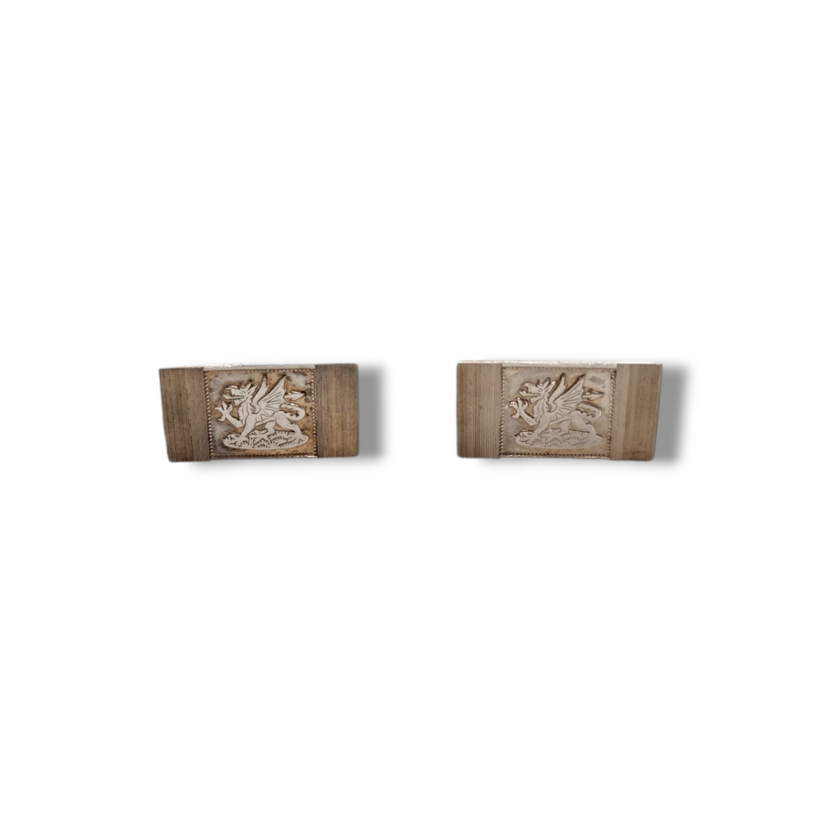 Sillver Welsh Rectangular Dragon Cufflinks