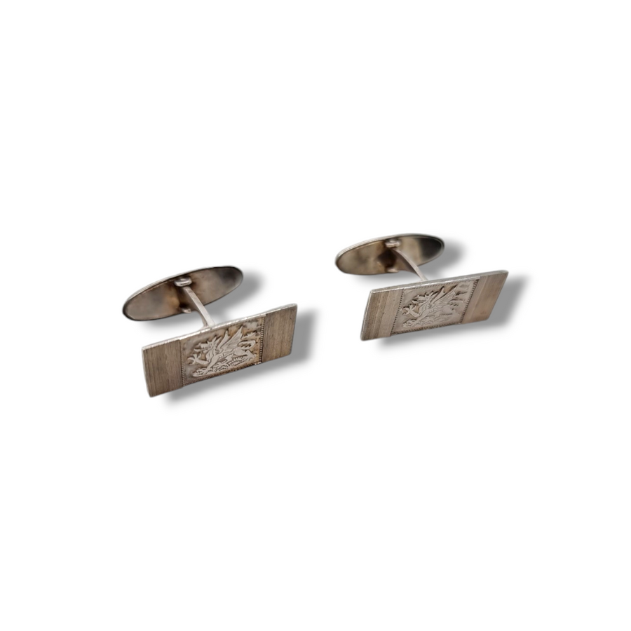 Sillver Welsh Rectangular Dragon Cufflinks
