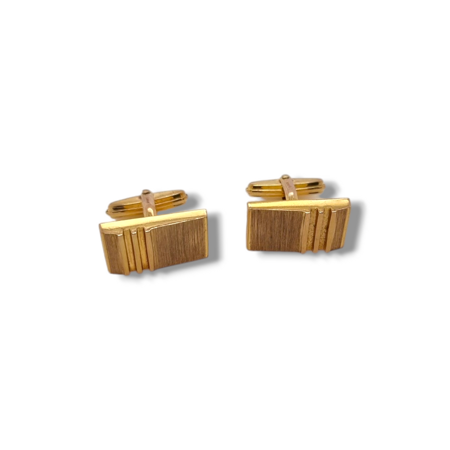 9ct Gold Rectangular Bar Link Cufflinks